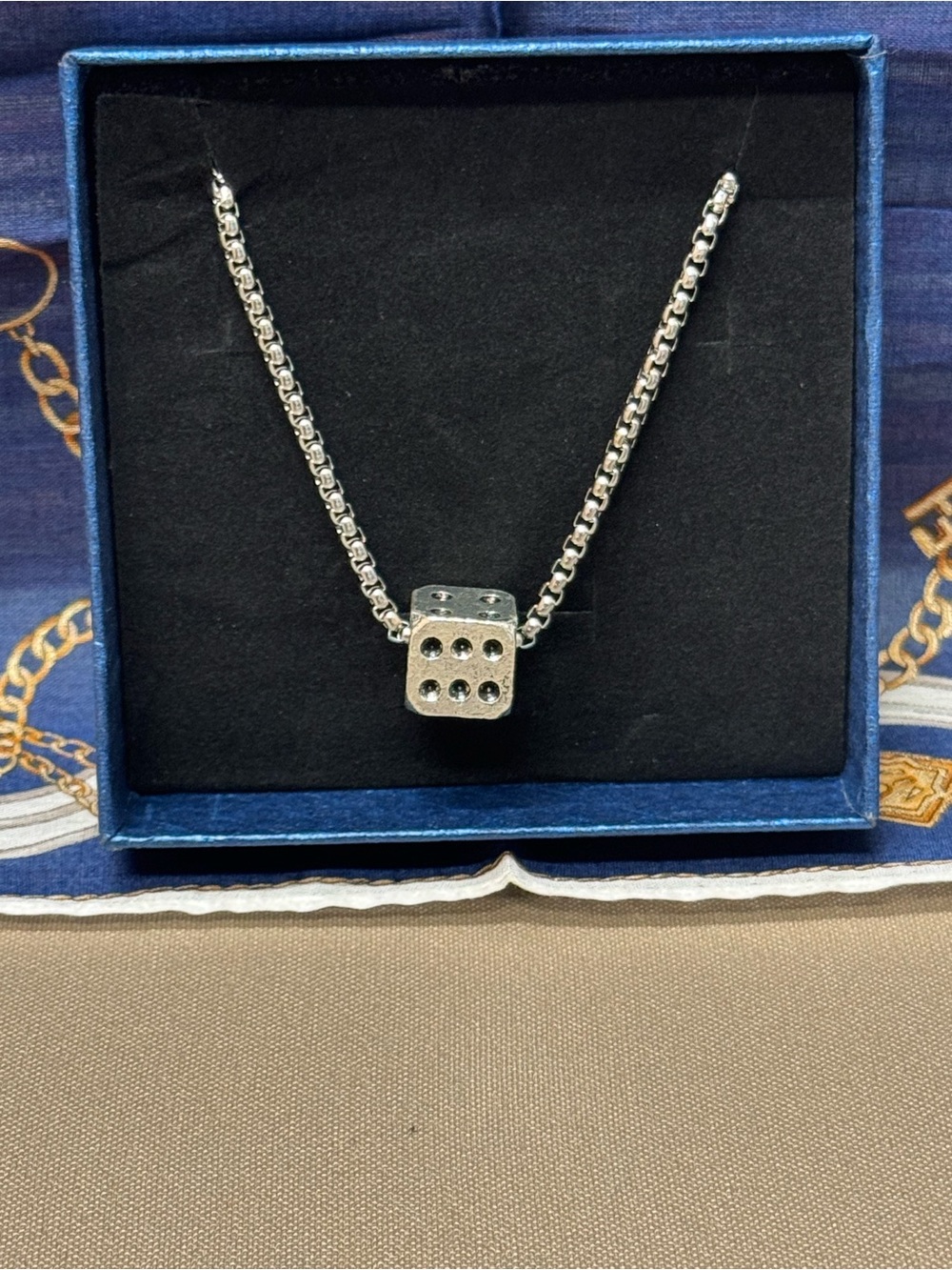 Silver Dice Pendant Necklace